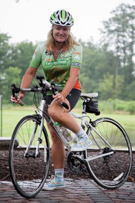 Professor Kristina Bezanson with her bike