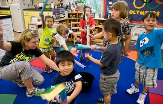 Children at the Child Development Lab on the Virginia Beach Campus celebrate the Olympics