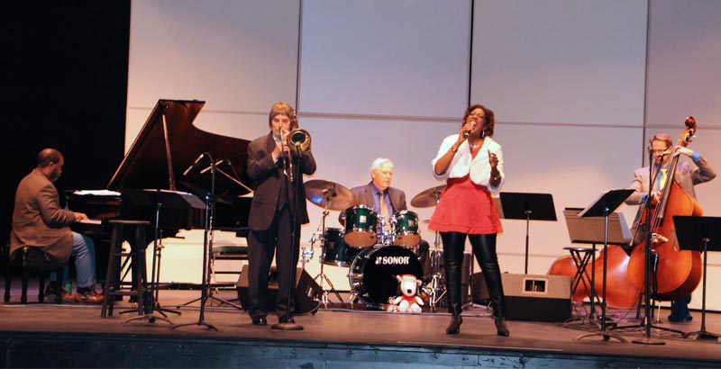 Members of TCC's Blue Moon Jazz ensemble perform on stage