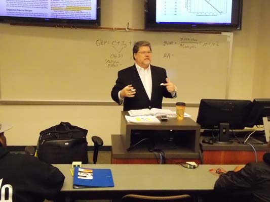 Professor Peter Shaw shares real-world experience during lectures.